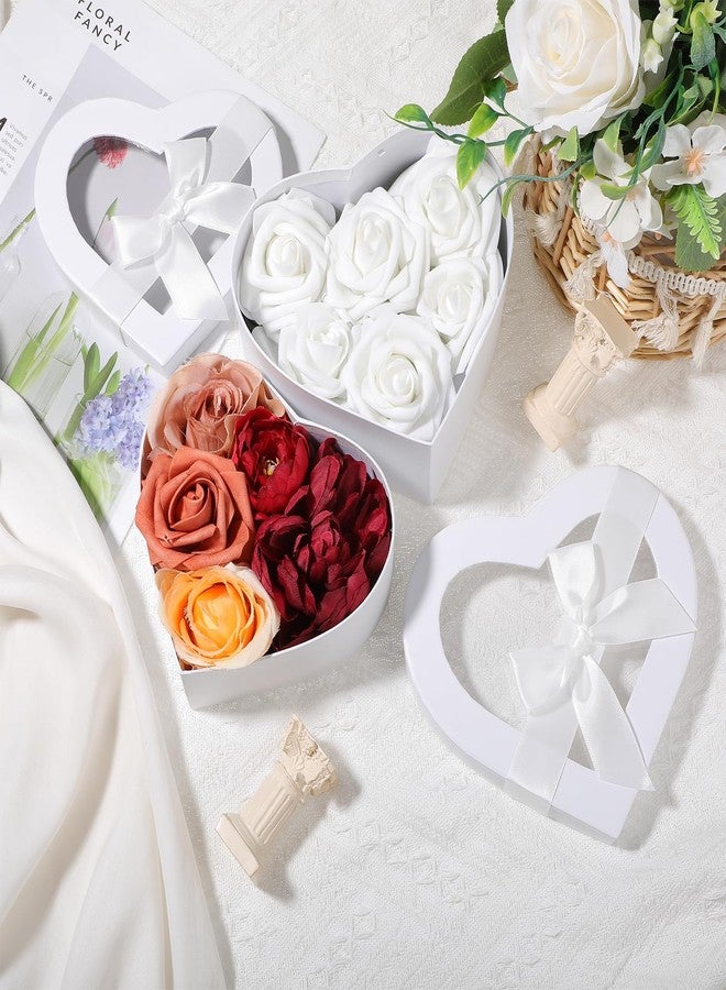 AojSup 4 Pcs Heart Shaped Boxes for Flowers Arrangements, Heart Box for Flowers, White Nesting Gift Boxes with Clear Lids for Present, Bridesmaid, Proposal, Birthday - Image 4